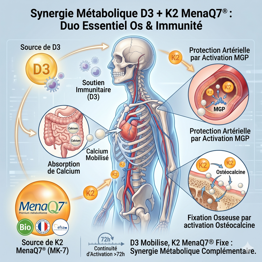 Synergie Vitamine D3 & Vitamine K2-MK-7 brevetée MenaQ7