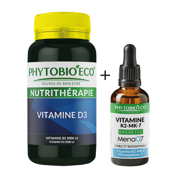 Vitamine D3 & Vitamine K2-MK-7 brevetée MenaQ7